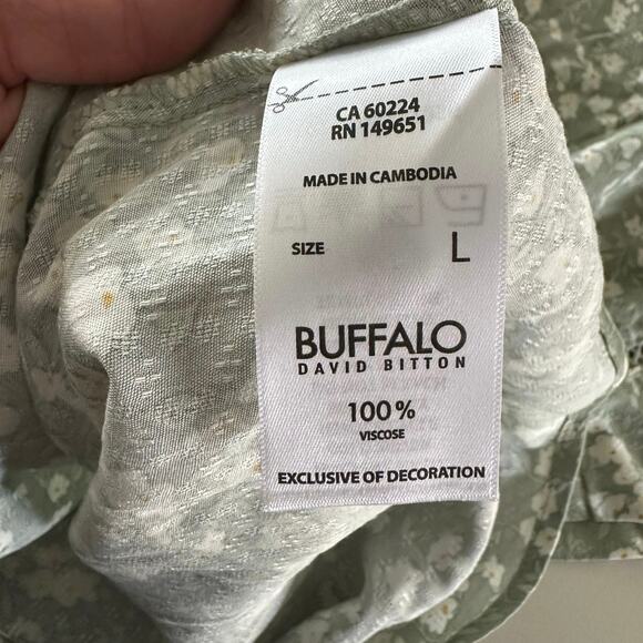 Buffalo David Bitton L Blouse soft floral green top shirt boho crochet minimal - Picture 8 of 8